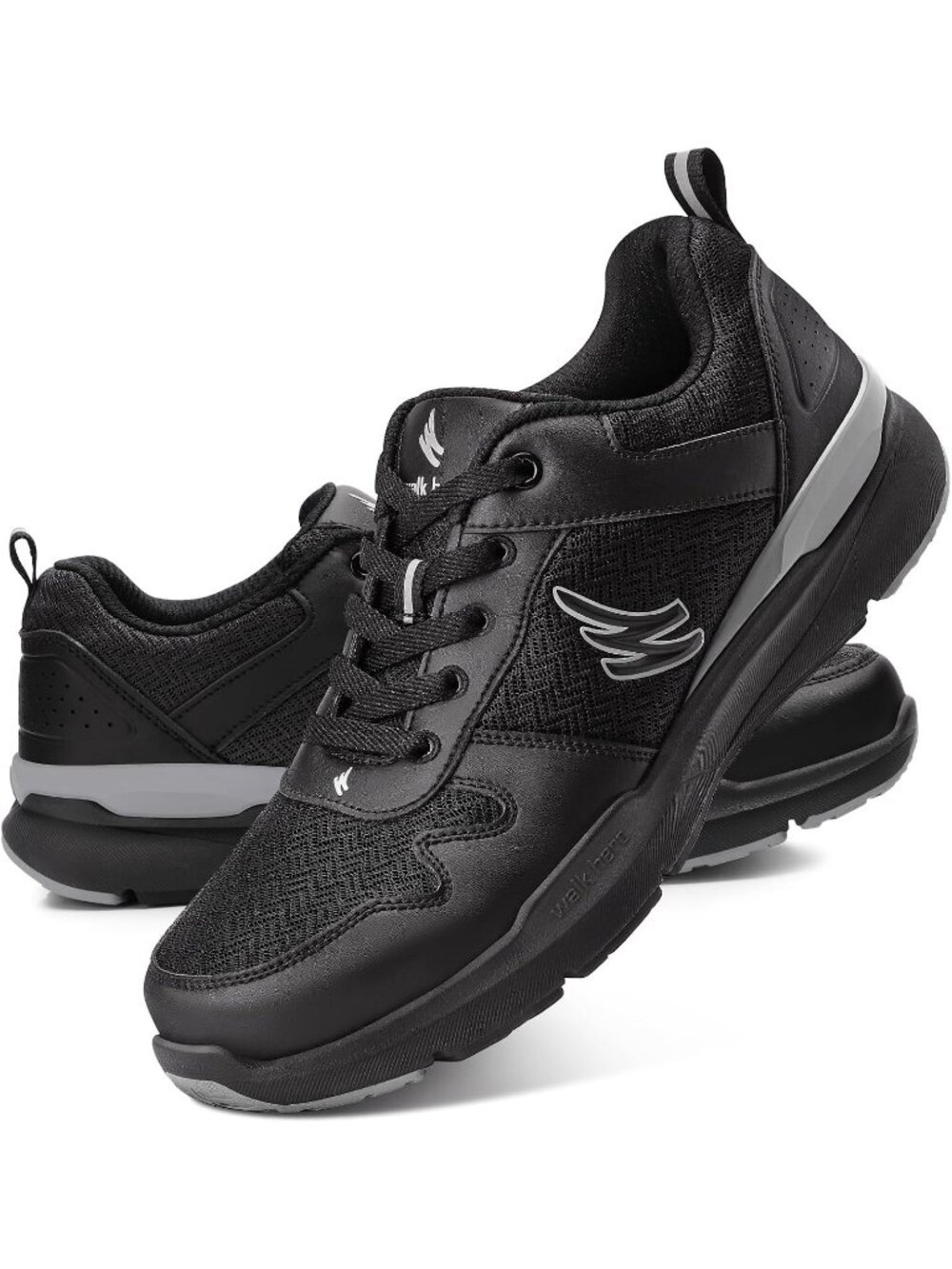 Men's Black Trekking Shoes Casual Solid Low Top Closed Toe Non Slip Sneakers